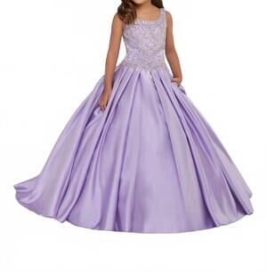 NEW TIFFANY DESIGNS scoop neck beaded bodice dress in lilac